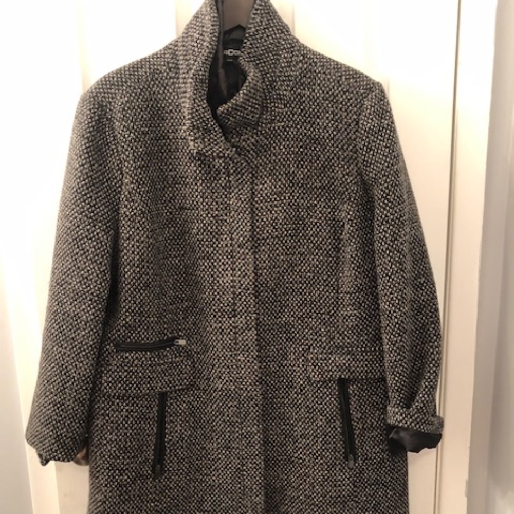 Black and White Wool Coat